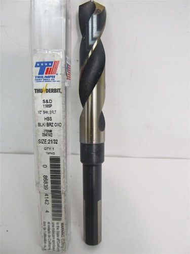 Triumph Twist Drill 094142, 21/32&#034;, HSS, Reduced Shank Drill Bit