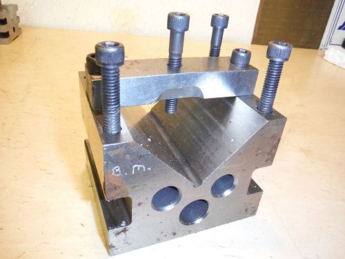 Machinist toolmaker steel v block w/ clamp tooling fixture mill grinding for sale