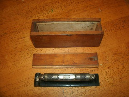 Vintage L S Starrett 6 inch level W/ Wood Box, Free Shipping!!!