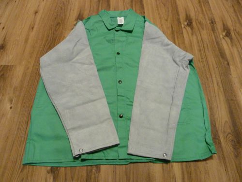 Stanco safety large green hybrid fr flame resistant welding jacket new tillman for sale