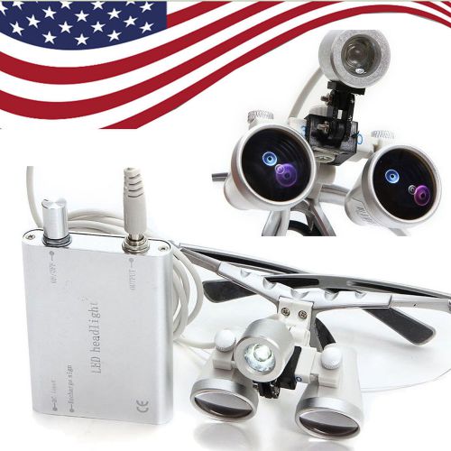 Dental Surgical Medical Binocular Loupes 3.5X 420mm LED Head Light Lamp From USA