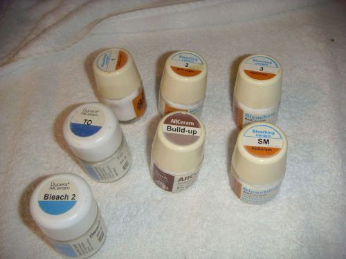 USED LOT OF DUCERA ALLCERAM PORCELAIN POWDER -7 BOTTLES 20 GRAM SIZE