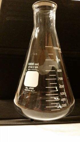 Corning Pyrex Glass 1000mL Erlenmeyer Graduated Heavy Duty Rim Flask 4980