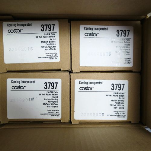 New case corning costar clear 96 well eia/ria plates # 3797 qty 100 for sale