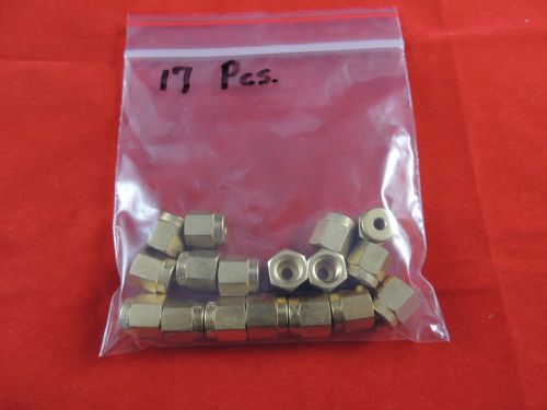 BRAND NEW lot of 17 Swagelok B-202-1 Brass Nuts 1/8 Tube 3/8&#034; Female Opening