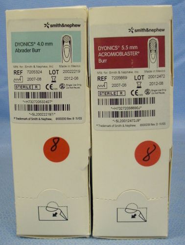 2 boxes /6ea smith &amp; nephew dyonics surgical burrs - 2 types for sale