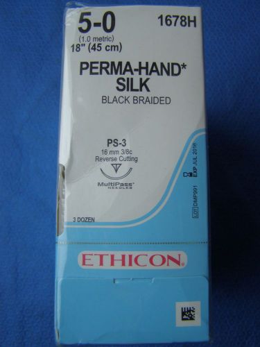 ETHICON 5-0 PERMA-HAND SILK rEF:1678h BOX OF 36 Exp-2016
