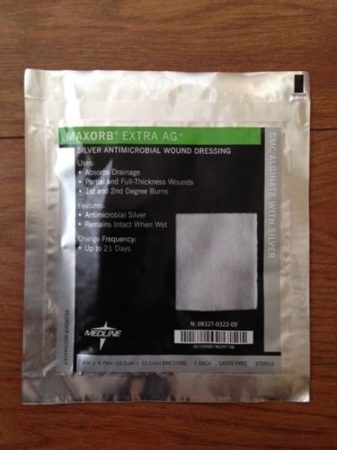 MEDLINE Maxsorb Extra AG 4&#034;x4.75&#034; Lot of 6 #MSC9445EP Silver Wound Dressing