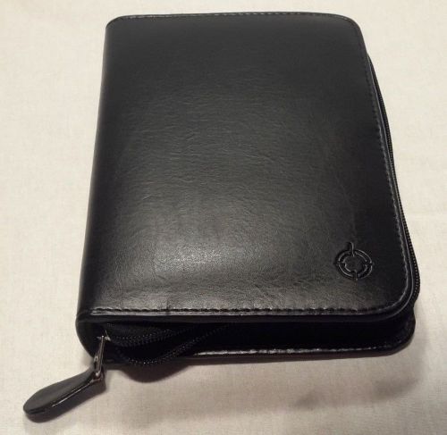 BLACK Sim. Leather Franklin Covey Zip Pocket Planner w/.75&#034; rings binder