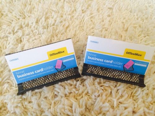 Office Max Desk Metal Mesh Business Card Holder Organizer Black - Set Of 2 -NEW