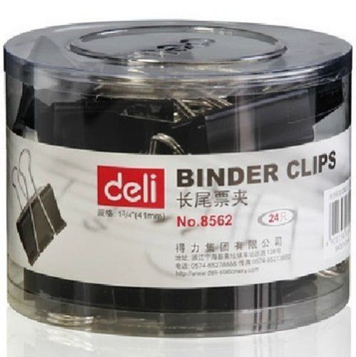 24pc black binder clips,41mm wide/15mm capacity, officemax k0961 for sale