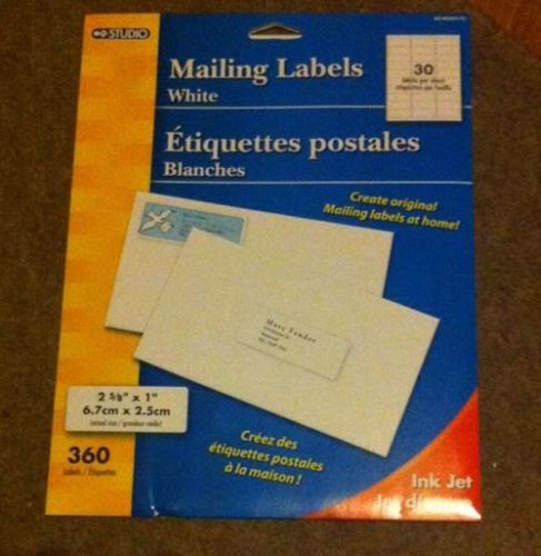 360 White Mailing Address Labels 2 5/8&#034; x 1&#034; - 30 per sheet (Avery 8160 size)