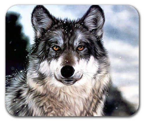 Gray Wolf face Grey Arctic Mousepad Mouse Pad Mat