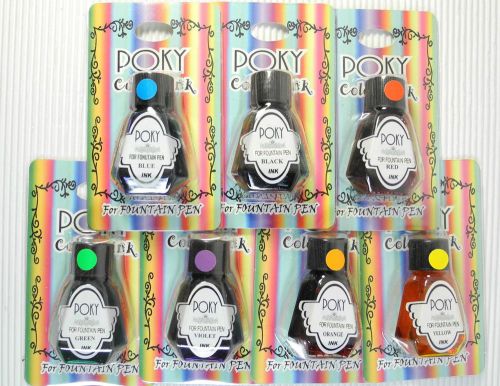 7 colours set Poky colour ink B FREE 2 fountain pen calligraphy Silver &amp; smoke