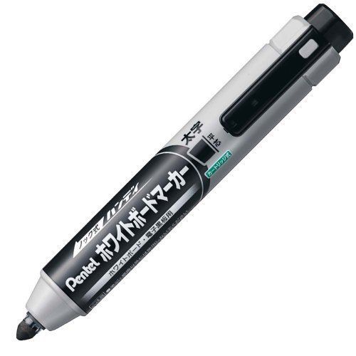 Pentel handy knock-type whiteboard marker flat core bold black 10 sets mwxn6m-a for sale
