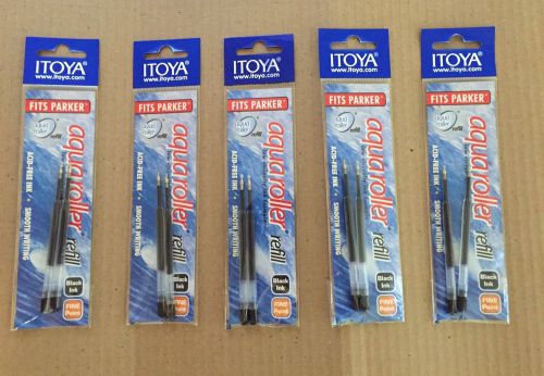 ITOYA Fits Parker Aqua Roller Black Ink Fine Point lot of 10 Refills