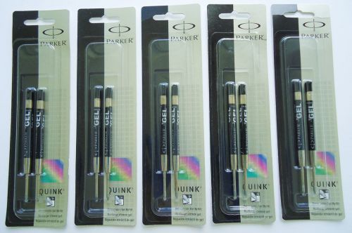 10x Parker Quink Gel Ball Point Refills BLACK Ink Medium Point BRAND NEW, SEALED