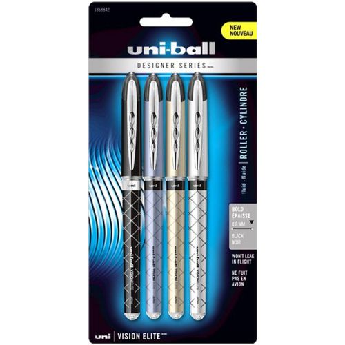 Uni-ball vision elite designer series bold .8mm 4 assorted barrel colors 1858842 for sale