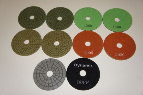 4&#034; Granite wet polishing pads #1500(4), #3000(4), Buff(2) - all Korean products