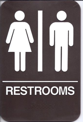 ADA Approved restroom braille &#034;RESTROOMS&#034;   #P105BR   6x9