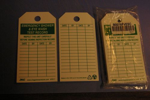 10 – zing 7017 emergency eyewash/shower inspection tags,  5-3/4&#034; x 3&#034;. new for sale