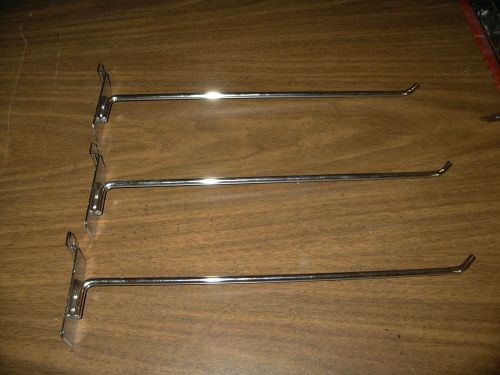 Lot of 10 Slatwall gridwall straight peg hook 12&#034; chrome bracket retail fixtures