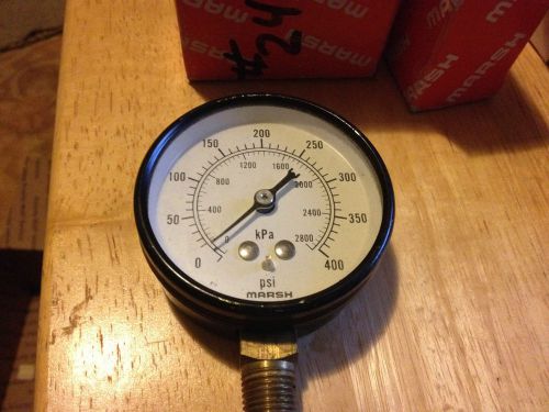 MARSH J4660 2.5&#034; FACE 0-400PSI/2800kPa PRESSURE GAUGE 1/4&#034; NPT