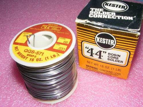 KESTER &#034;44&#034; ROSIN CORE SOLDER ROLL 1 LB QQS-571 SN60 CORE 66 DIA. .031