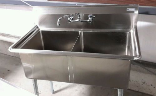 Used john boos (2) compartment stainless steel sink 18&#034;x 18&#034; x 12&#034;d for sale