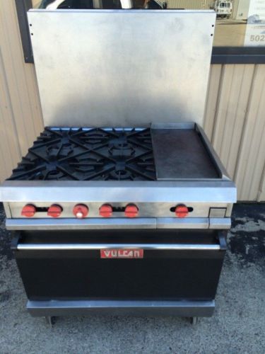 VULCAN 36&#034; FOUR BURNER, 12&#034; FLAT TOP GRIDDLE &amp; OVEN, MODEL 36SL