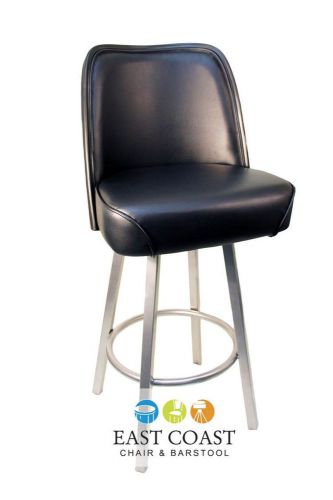 New Gladiator Extra Large Black Casino Style Bar Stool w/ PVC Edge &amp; Silver Base