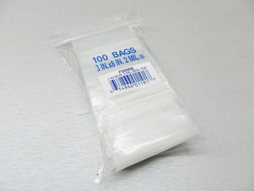 3x8 ZIPLOCK BAGS RECLOSABLE CLEAR 2MIL POLY BAG 3&#034; x 8&#034; ZIP LOCK BAGGIES 100 Pcs