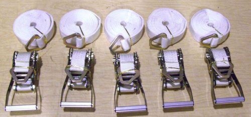 5 Ratchet Straps 1-3/4&#034; D Ring 16&#039; Flatbed Truck Trailer Tie Down Farm Cargo