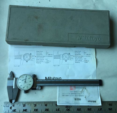 MACHINIST LATHE TOOL MITUTOYO 6&#034; DIAL CALIPER #505-653-50 IN ORIGINAL CASE