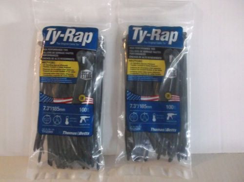 THOMAS &amp; BETTS (2) 100 PACK 7.3&#034; BLACK TY-RAP UV CABLE TIES (TY525MX)