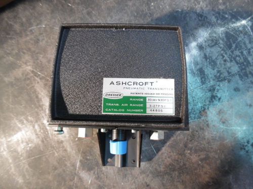 ASHCROFT PNEUMATIC TRANSMITTER, CAT# 4480S, TRANS. AIR RANGE 3-27 PSI, NEW