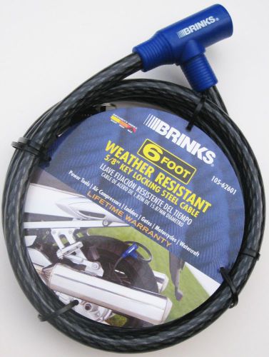 BRINKS HOME SECURITY 5/8” X 6’ WEATHER RESISTANT KEYED LOCKING STEEL CABLE