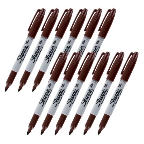 Sharpie Permanent Marker, Fine Point, Brown, Dozen