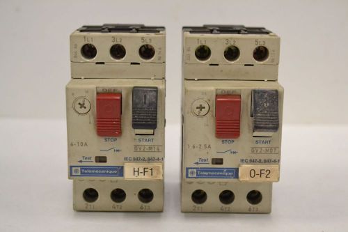 2X TELEMECANIQUE GV2-M14 GV2-M07 6-10A 1.6-2.5A AMP STARTER PROTECTOR B311973