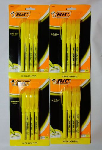 12 NEW Bic Brite Liner Highlighter Pen Chisel Tip Yellow Stationery Supplies