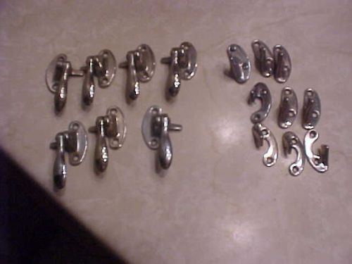 1930S 7  HANDLES 9 CLOSURES  Vintage Chrome STEEL l Refrigerator Hinges LeverS