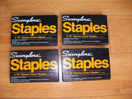 4 Boxes (1250 ea box) Swingline 5/16&#034; Narrow Crown Staples - 36505