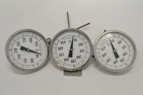 LOT 3 ASHCROFT TEMPERATURE GAUGE 4IN DIAL PROBE 4/9 IN 50-450C B220705