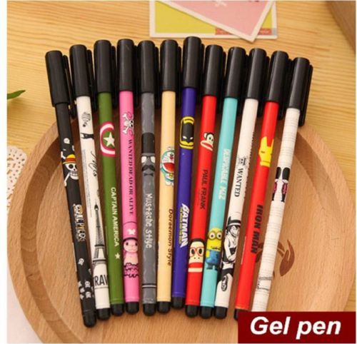 Gel pens 12 colorful kawaii korean cartoon print stationary black ink  0.38 mm. for sale