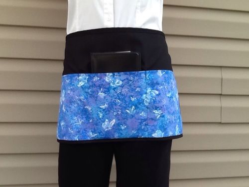 Black Butterflies server waitress waist apron 3 pocket  restaurant  cafe bar