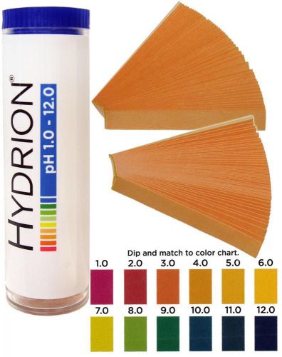 NC-12412, pH Strips, 1-12 range, vial of 100 strips, Test Paper, Litmus