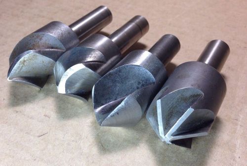 Lot Of 4 Countersink 1&#034;x1/2&#034;shank 1,3,6-flute 45°,50°,90°,100° HS