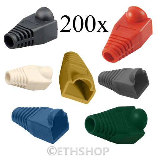 New 200pcs rj45 cat 5 5e cat 6 6e ethernet cable crimp end connector cover boots for sale