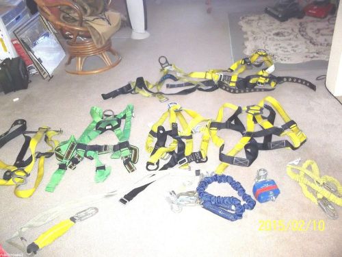 Construction Harnesses lot Of 6 Harnesses &amp; 4 Ropes,Miller,Ultra Safe,Guardian