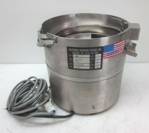 California 5556 10&#034; 1-Ph Parts Feeder Vibratory Bowl 4-PPM  19-Sec-RPM